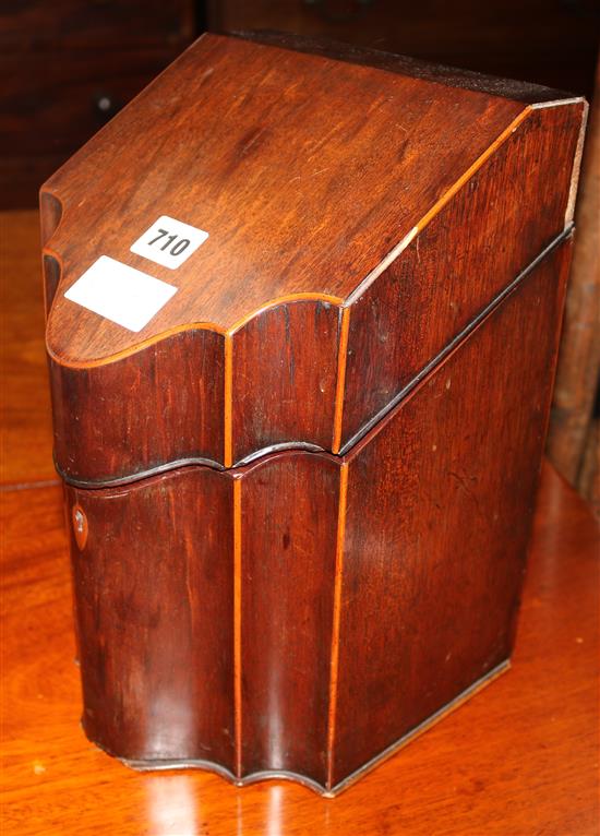A George III mahogany knife box, H31cm